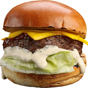 Burger cu cotlet de vită și sos de trufe