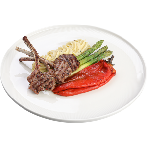 Carré de miel cu piure de trufe și legume coapte cu sos Cabernet