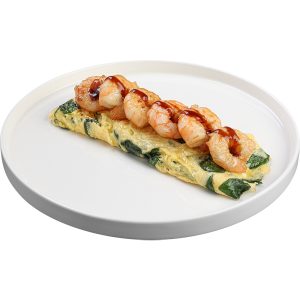 Omletă cu spanac și creveți